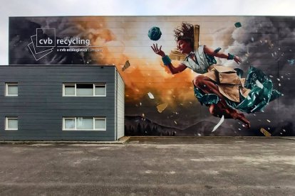 El primer premio es este mural en la fachada de una empresa dedicada al reciclaje en Eindhoven