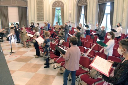 Imagen del ensayo de ayer en la Sala Polisón.  ECB