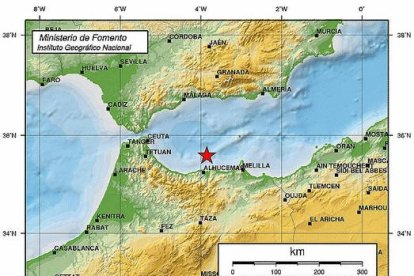 Mapa de situación del terremoto, con epicentro en el mar de Alborán.-