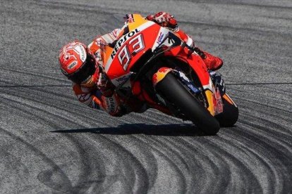 Marc Márquez (Honda), en su vuelta rápida de hoy en Spielberg (Austria).-ALEJANDRO CERESUELA