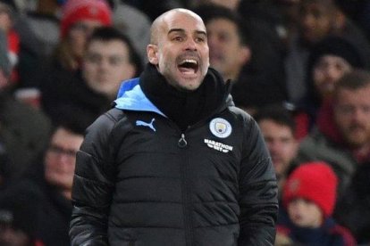 Guardiola, en el partido del City ante el Arsenal.-EFE