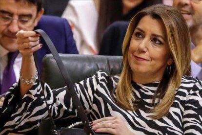 Susana Díaz, este miércoles en el Parlamento de Andalucía.-EFE / JULIO MUÑOZ