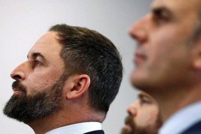 El presidente de Vox, Santiago Abascal, y el secretario general, Javier Ortega Smith.-EFE / MARISCAL