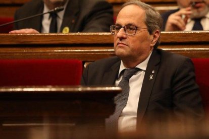 El presidente de la Generalitat, Quim Torra, en el hemiciclo del Parlament.-EUROPA PRESS