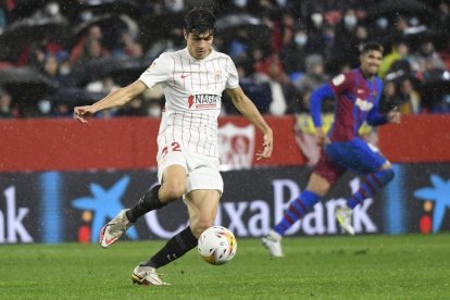 Juanlu Sánchez, durante un partido con el Sevilla. CD MIRANDÉS
