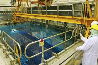 En el fondo de la piscina de la central de Garoña, junto al reactor nuclear, se aprecian los cientos de barras de uranio ya gastado.