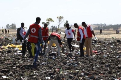 Los equipos de rescate trabajan en el lugar donde cayó el avión.  / MICHAEL TEWELDE AFP-MICHAEL TEWELDE AFP