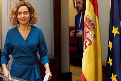 Meritxell Batet, durante la rueda de prensa en el Congreso.-BALLESTEROS (EFE)