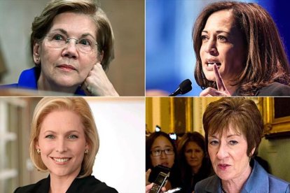 La izquierda a derecha i de arriba a abajo: Elizabeth Warren, Kamala Harris, Kirsten Gillibrand y Susan Collins.-/ PERIODICO