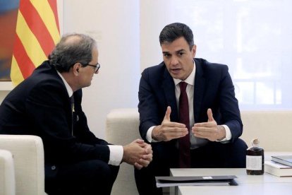 Sánchez y Torra, en la reunión que mantuvieron en la Moncloa en julio del 2018.-EFE