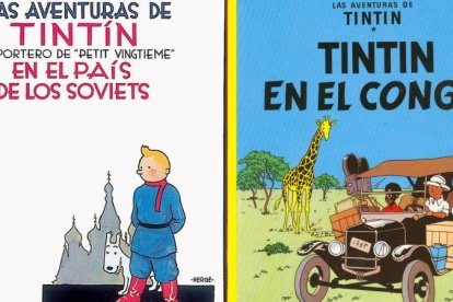 Portadas de los cómics Tintín en el país de los soviets y Tintín en el Congo.-EL PERIÓDICO