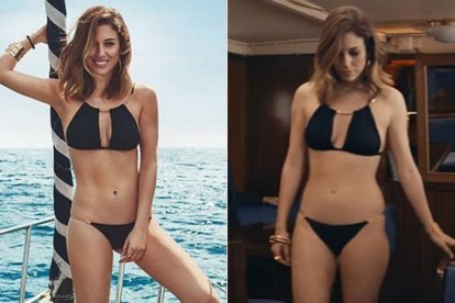 Blanca Suárez, a la izquierda, en la imagen promocional de Women'Secret, y en un frame del vídeo publicitario.-