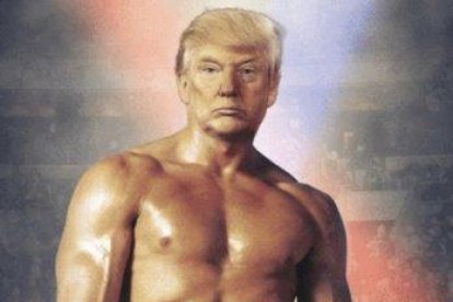 Trump, con el fotomontaje de Rocky.-