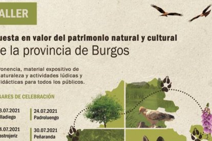 Detalle del cartel con los talleres.ECB
