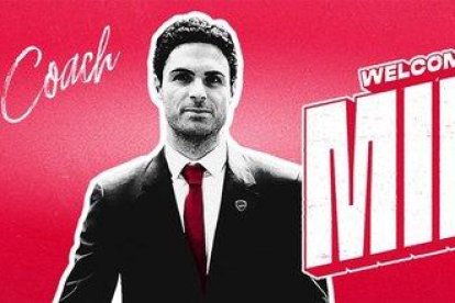 El anuncio del Arsenal para recibir a Mikel Arteta.-