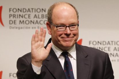 El principe Alberto de Mónaco, en la presentacion de la Fundacion que lleva su nombre. En marzo del 2016, en Madrid.-.33629348 (EFE / BALLESTEROS)