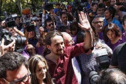 El líder de Podemos, Pablo Iglesias, este viernes en Valencia.-Foto: MIGUEL LORENZO