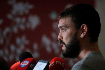 Marc Gasol, en su aparición ante los medios en Shanghái antes de semifinales-JUAN CARLOS HIDALGO (EFE)