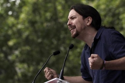 Pablo Iglesias interviene en un mitin de la campaña 26-J.-EFE