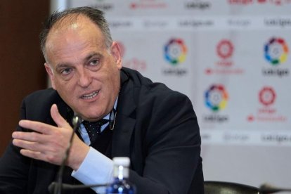 El presidente de la Liga de Fútbol Profesional (LFP), Javier Tebas.-EFE