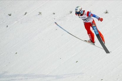 Fannemel salta en Vikersund.-Foto:   AP / VEGARD WIVESTAD GROTT