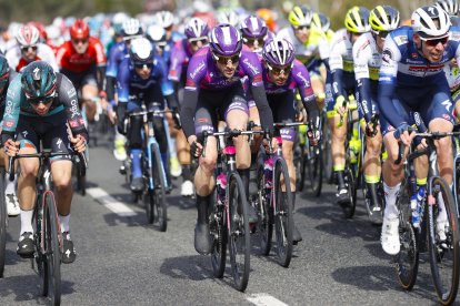 La escuadra morada en el pelotón del Trofeo de Palma. LUIS ÁNGEL GÓMEZ