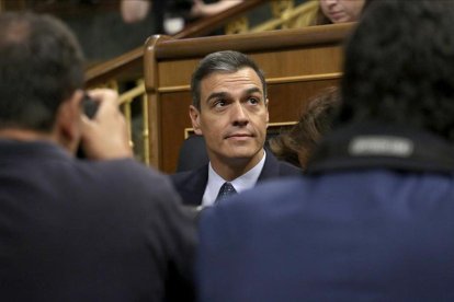 Pedro Sánchez, en el segundo día del debate de investidura.-DAVID CASTRO