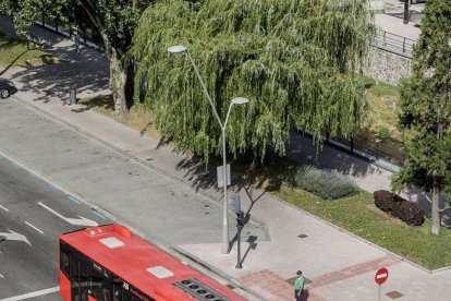 Un autobús de la línea 3 en su recorrido por la avenida de Reyes Católicos.-SANTI OTERO