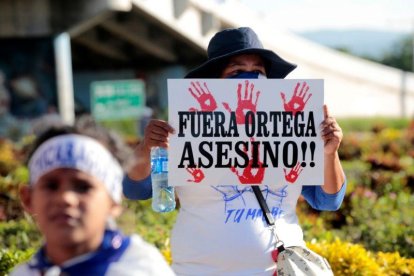 Cartel opositor al presidente de Nicaragua, Daniel Ortegal-OSWALDO RIVAS (REUTERS)