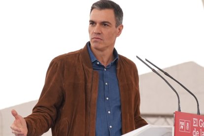 El presidente del Gobierno, Pedro Sánchez, durante un acto político del PSOE en Valladolid.- ICAL