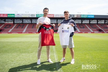 Míchel Zabaco y Simón Moreno, deportividad entre capitanes antes del derbi. BURGOS CF