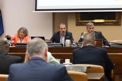 El secretario general de Infraestructuras, Javier Flores, durante una comparecencia en la Comisión de Transportes, Movilidad y Agenda Urbana. Congreso.