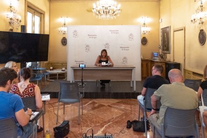 Nuria Barrio, portavoz del grupo de diputados provinciales del PSOE, en rueda de prensa.