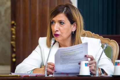 Nuria Barrio, portavoz del PSOE, en un momento de su intervención.