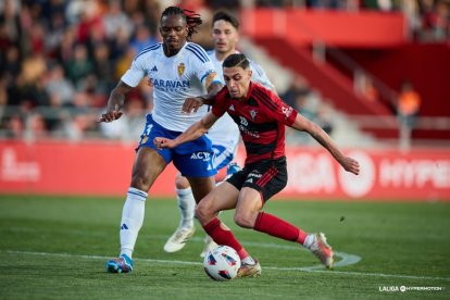 Ilyas Chaira, durante el partido del Mirandés.