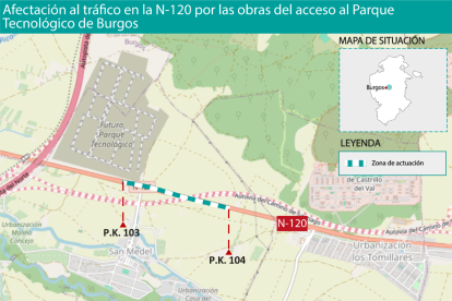 Plano de la zona donde se realizará el corte.