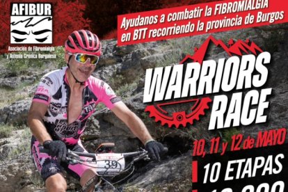 Detalle del cartel de la Warriors Race en favor de Afibur.