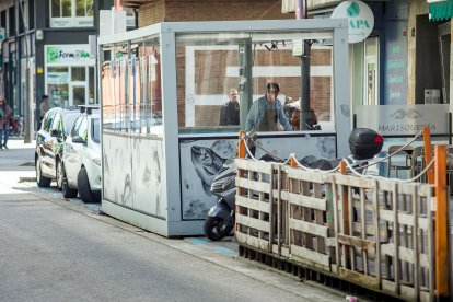 Terrazas de hostelería ubicadas en la calzada en varias calles de Burgos, que deberán desmantelarse a partir del 22 de mayo.