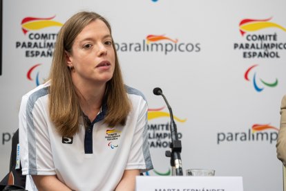 Marta Fernándes en la presentación de los 10 deportistas de CyL preseleccionados para los Juegos Paralimpicos.