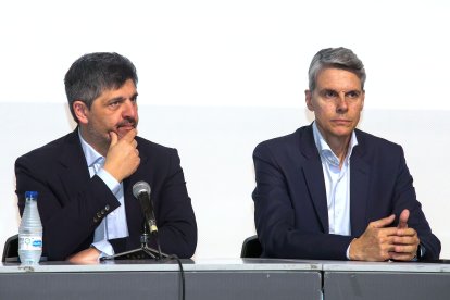 Marcelo Figoli y Alejandro Grandinetti, en la Junta General de Accionistas del Burgos CF.