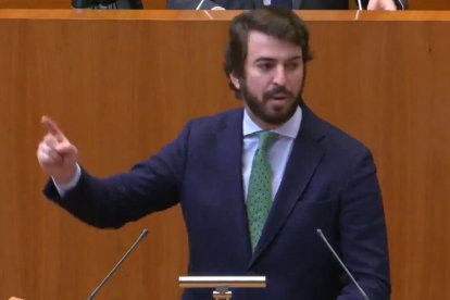El portavoz del Grupo Parlamentario Vox, Juan García-Gallardo, en las Cortes.