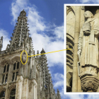 La torre norte de la Catedral aloja la estatua del mártir oscense que protagonizó el histórico incidente. DARÍO GONZALO