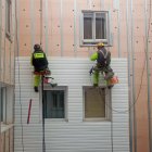 FACHADAS. Uno de los revulsivos del sector de la construcción son las fachadas ventiladas. La envolvente de edificios, con fondos europeos y regionales disponibles, supone cuatro de cada diez visados registrado en el colegio.