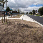 Zona ajardinada en la calle Alcalde Martín Cobos del polígono Burgos Este, tras su reforma.