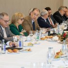 Representantes de la junta directiva de la Confederación de Asociaciones de Empresarios de Burgos (FAE) durante el desayuno informativo de balance del año.