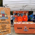 Miembros de la asociación durante una acción de sensibilización sobre la donación de médula en el paseo Sierra de Atapuerca.