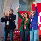 Esther Peña, flanqueada por Carlos Martínez y Pilar Alegría, en el XIII Congreso Provincial del PSOE de Burgos.