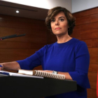 Comparecencia de Soraya Sáenz de Santamaría en el Palacio de la Moncloa.-DAVID CASTRO