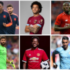 De arriba abajo y de izquierda a derecha, Yerry Mina, Felipe Anderson, Naby Keita, Alisson, Fred y Mahrez.-