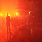 Imagen de archivo de una manifestación en la capital burgalesa en la que se lanzaron bengalas.-ISRAEL L. MURILLO